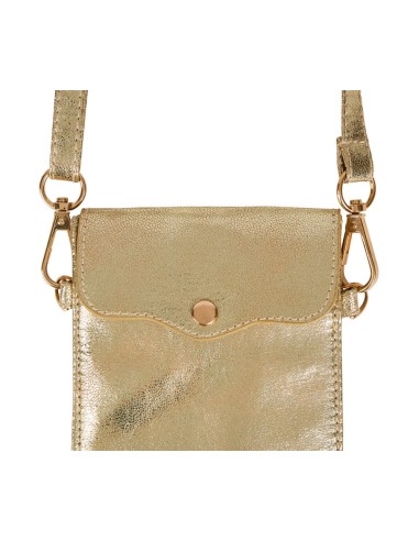 Pochette téléphone dorée bandoulière réglable