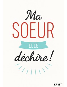 Carte ma sœur elle déchire avec enveloppe kraft 2