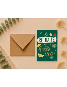 Carte retraite belle vie avec enveloppe kraft