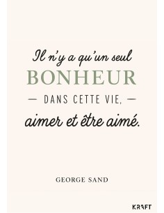 Carte citation bonheur George Sand avec enveloppe kraft 2