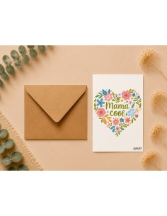 Carte Mama Cool fleurie avec enveloppe kraft
