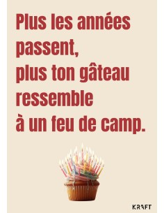 Carte anniversaire humour feu de camp avec enveloppe kraft 2