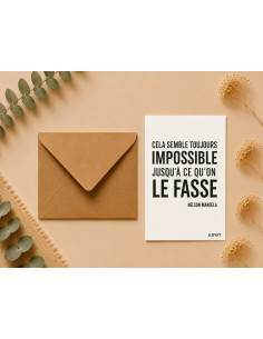 Carte citation Nelson Mandela avec enveloppe kraft
