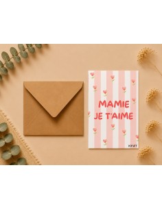 Carte Mamie Je T’aime avec enveloppe kraft