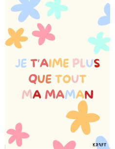 Carte Je t’aime plus que tout ma maman avec enveloppe kraft 2