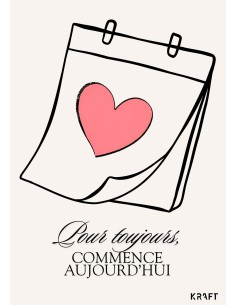 Carte citation amour “Pour toujours commence aujourd’hui” avec enveloppe kraft 2