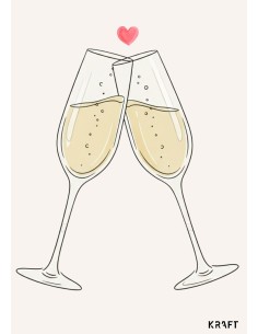 Carte coupes champagne KRAFT 10x15 avec enveloppe 2