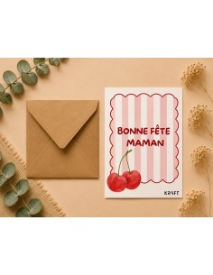Carte Bonne Fête Maman KRAFT 10x15 avec enveloppe