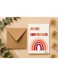 Carte Joyeux Anniversaire Arc-en-ciel KRAFT 10x15