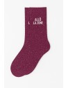 Chaussettes Allô la zone violette pailletées 36-40 | Confort premium