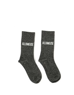 Chaussettes Allumeuse noire pailletées taille unique 36-42