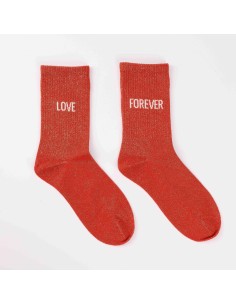 Chaussettes Love Forever rouges pailletées 36-42 | Ultra Tendance