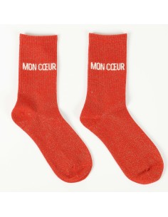 Chaussettes Mon coeur rouges pailletées 36-42 | Ultra Tendance
