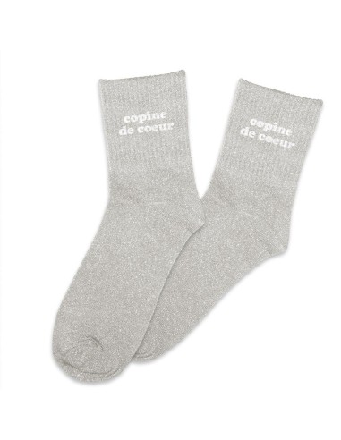 Chaussettes Copine de coeur beige pailletées 36-42 | Ultra Tendance