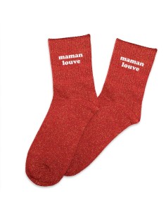 Chaussettes Maman Louve rouge pailletées 36-42 | Ultra Tendance