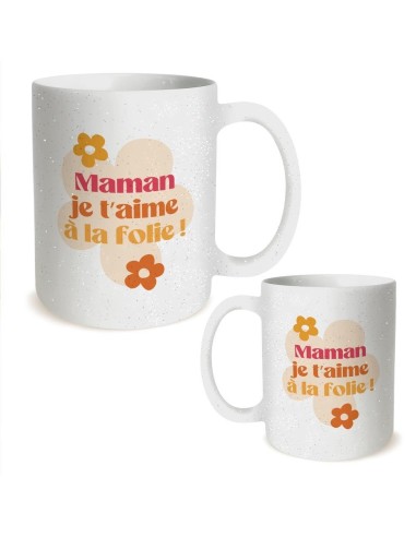 Mug à Paillettes Maman Je t’aime à la folie – KRAFT