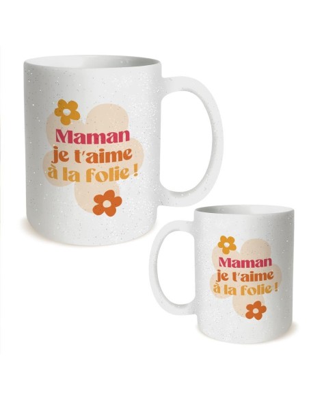 Mug à Paillettes Maman Je t’aime à la folie – KRAFT