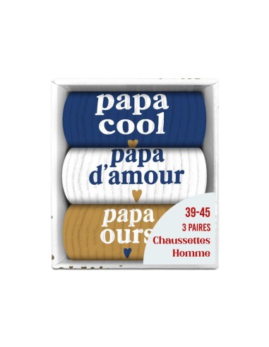Coffret Trio Chaussettes Papa Cool – Cadeau Papa