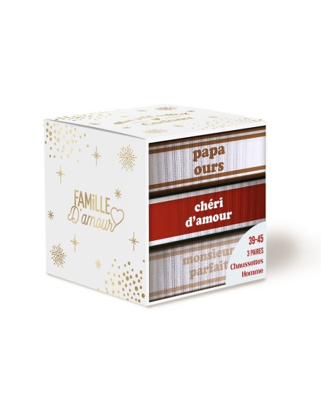 Coffret Trio Chaussettes Papa Ours Homme 39-45