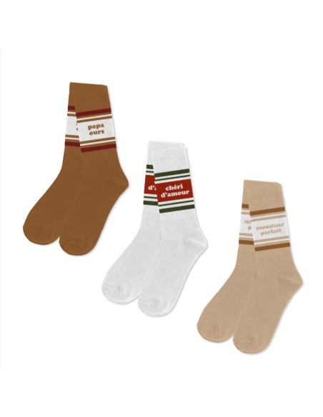 Coffret Trio Chaussettes Papa Ours Homme 39-45