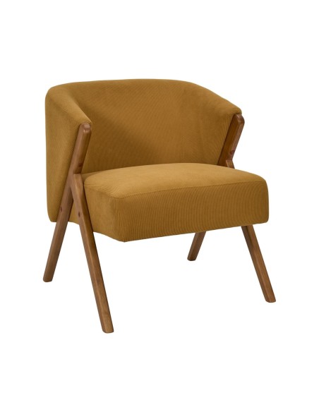 Fauteuil JULES jaune moutarde côtelé – Fauteuil de salon