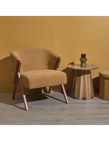 Fauteuil JULES jaune moutarde côtelé – Fauteuil de salon