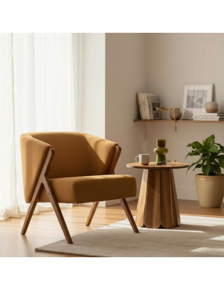 Fauteuil JULES jaune moutarde côtelé – Fauteuil de salon