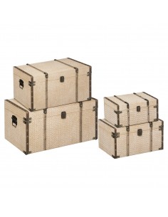 Lot de 4 Malles de rangement en Bois Sculpté Hacienda - Malle, coffre,  panier - Décomania